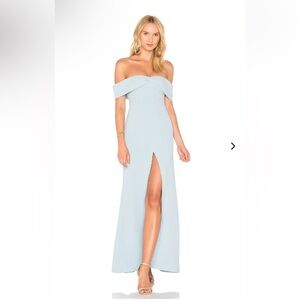 NEW Lovers + Friends Danica Strapless Gown Silver Blue Size Small